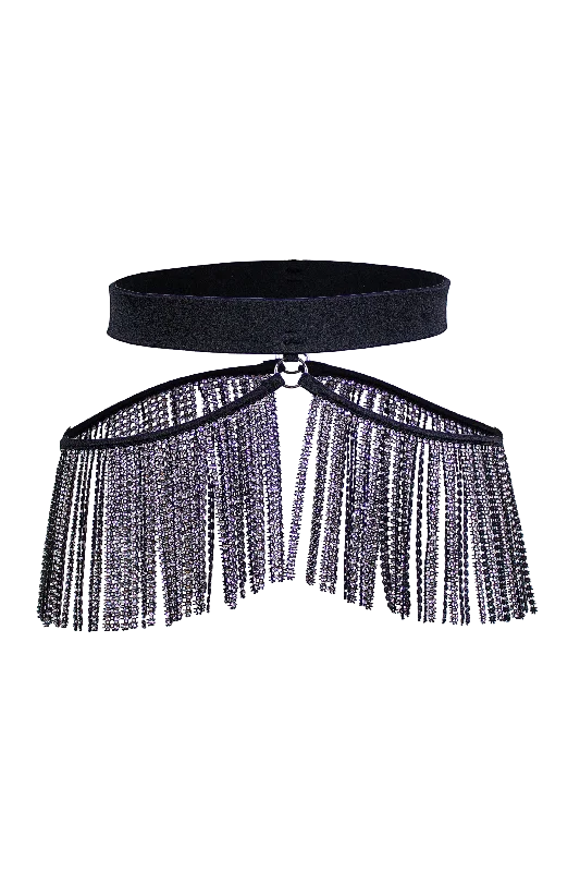 Checkered wool blend skirt for a preppy autumn outfitRhinestone Fringes Belt / Festival Sparkles fringes Skirt Belt / BLACK