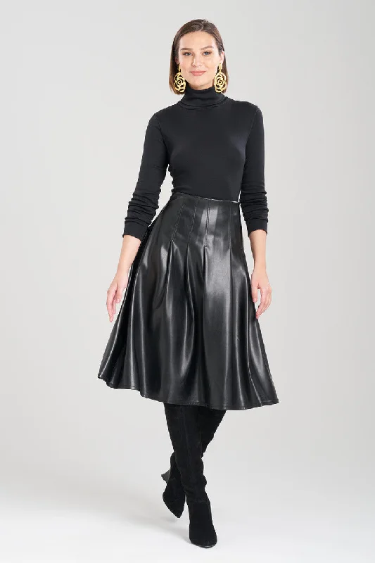 Dry - clean only velvet skirt for a luxurious winter lookVegan Luxe Lambskin A-line Pleated Skirt