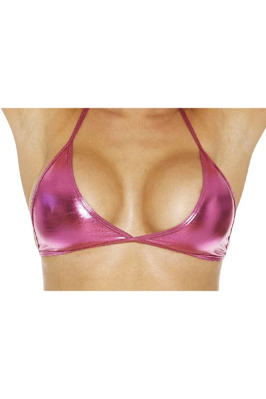 V - neck cropped halter top in stretchy viscose for a trendy lookFoil Halter Top
