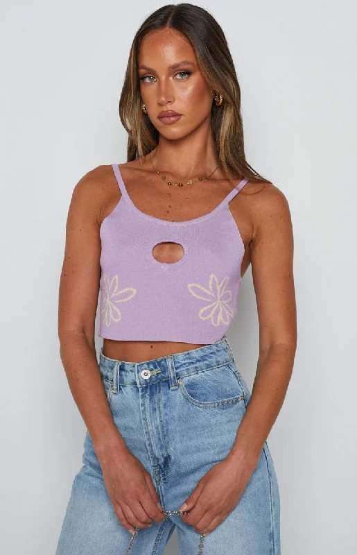 Yancey Purple Cut Out Top