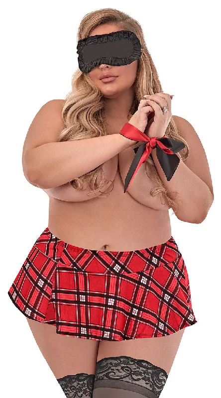 Wrinkle - resistant polyester skirt for travel convenienceSchool Girl Tease Bondage Skirt Set