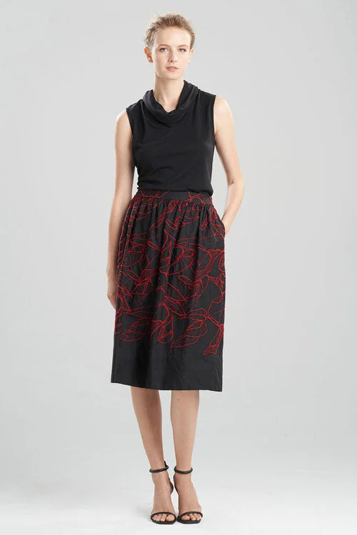 High - low hem chiffon skirt for a modern and elegant appearanceHana Cotton Poplin Embroidered Skirt