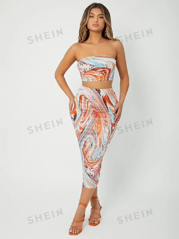 Sleeveless chiffon maxi skirt for a breezy summer eveningSXY Marble Print Crop Tube Top & Pencil Skirt Sleeveless chiffon maxi skirt for a breezy summer eveningSXY Marble Print Crop Tube Top & Pencil Skirt