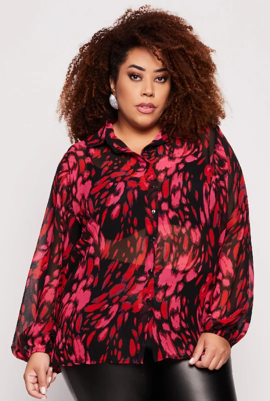Turtleneck Women Long Sleeve Top for Cold Winter DaysPlus Size Chiffon Printed Pattern Shirt Turtleneck Women Long Sleeve Top for Cold Winter DaysPlus Size Chiffon Printed Pattern Shirt