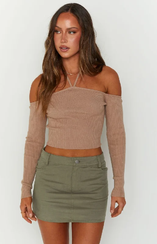 Button - Down Women's Cotton Crop Top in Denim Blue for a Classic and Versatile LookBack For You Light Brown Off Shoulder Top Button - Down Women's Cotton Crop Top in Denim Blue for a Classic and Versatile LookBack For You Light Brown Off Shoulder Top