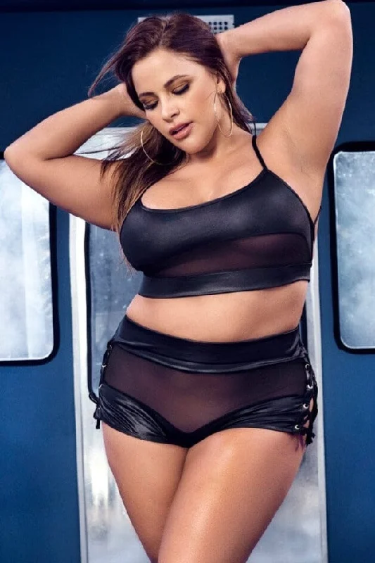 Plus Size Women's Puff - Sleeve Tank Tops in Pastel HuesMesh Under Breast Tank 2 Piece Set | Plus Size Plus Size Women's Puff - Sleeve Tank Tops in Pastel HuesMesh Under Breast Tank 2 Piece Set | Plus Size