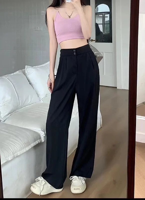 Double Button Wide Leg Pants