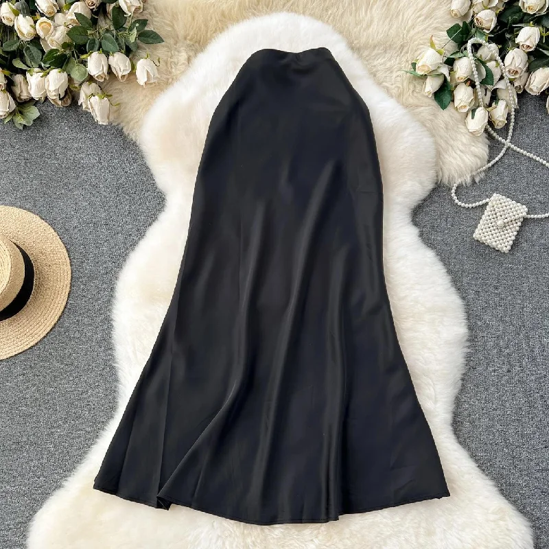 Pleated wool skirt for a warm winter office lookCest Elegant Satin Skirt