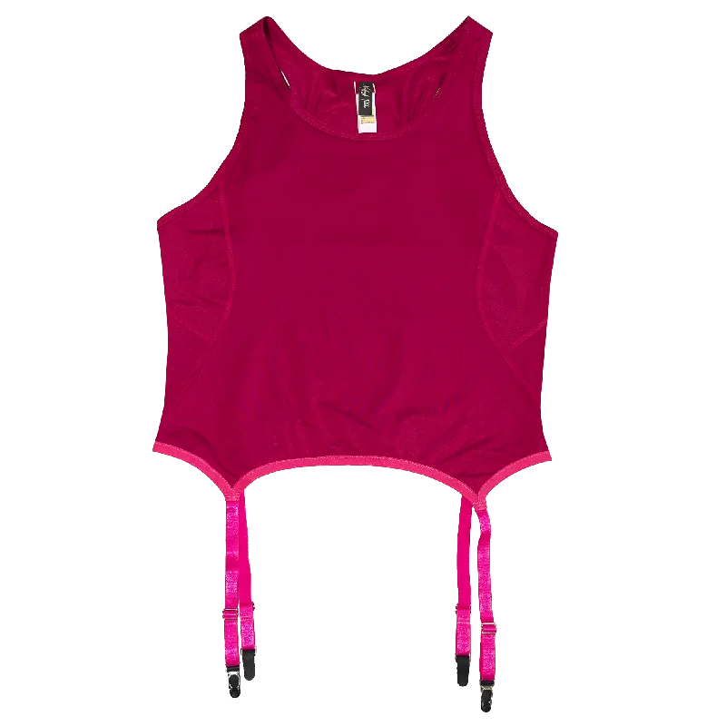 Women's Button - Down Tank Tops in Striped PatternsSPORT GARTER TANK - BERRY - L