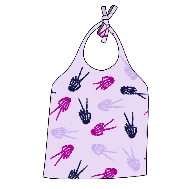 Travel - friendly halter top that packs easilySkeleton Hand Pink Halter Top