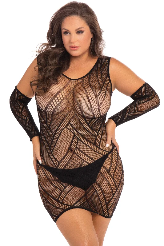 Throw Down 3 Pc Mini Dress Set - Plus Size - Black