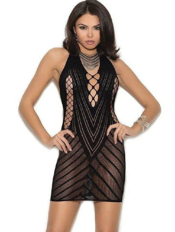 Elegant Moments  EM-1371 Crochet halter neck mini dress