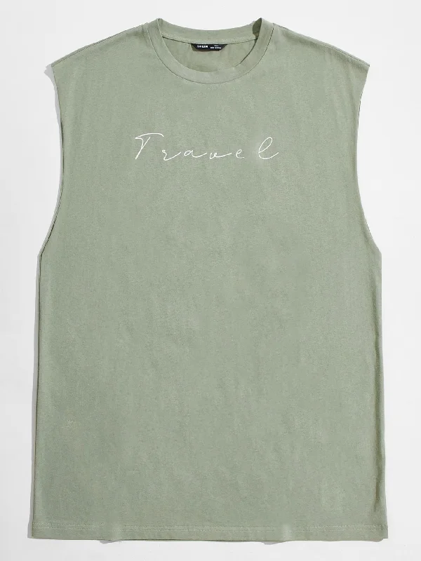 SHEIN Letter Graphic Mint Green Tank Top