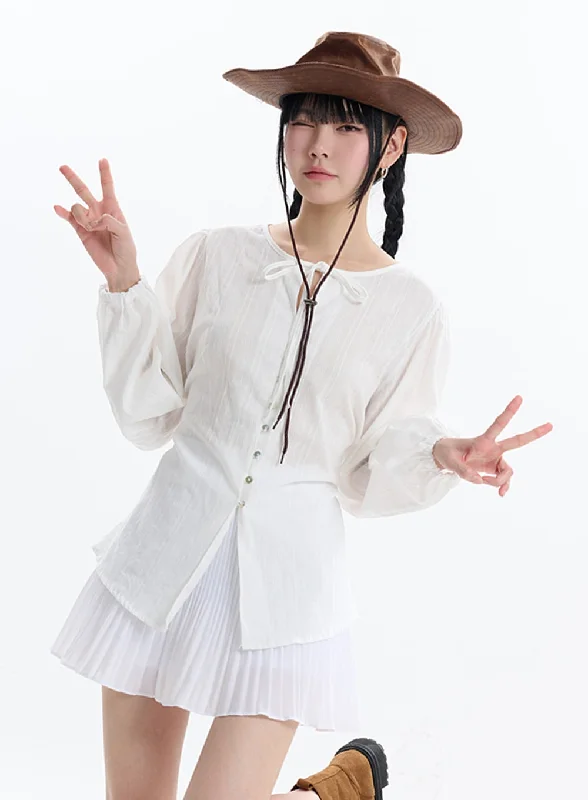 Mock Neck Women Long Sleeve Top for a Modern AestheticCollarless Bowknot Long Sleeve Blouse IF413 Mock Neck Women Long Sleeve Top for a Modern AestheticCollarless Bowknot Long Sleeve Blouse IF413