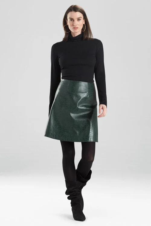 Hand - wash only silk skirt with intricate embroideryFaux Croco Skirt