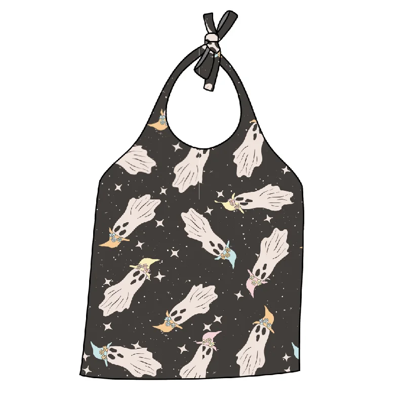 Work - appropriate halter top with a modest necklineGhostie Witch Halter Top