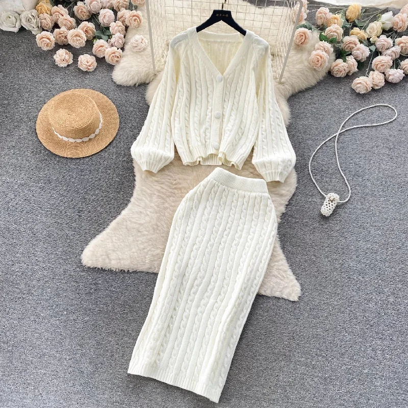 Wrinkle - resistant polyester skirt for travel convenienceCrystella  Winter Coord Set - Set of Sweater and Skirt