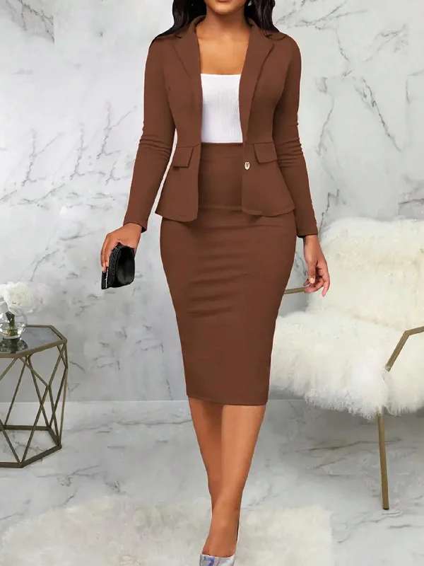 Ruffled tulle skirt for a fairy - tale - like prom lookWomen's Elegant Daily Commute Suit Skirt Set
