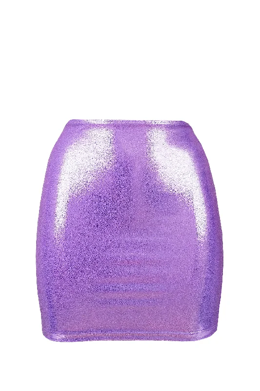 Pleated wool skirt for a warm winter office lookMini skirt Holographic party  /LILAC HOLO
