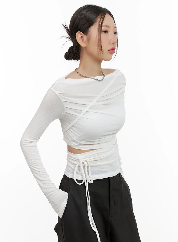 Boat Neck Strap Cut-Out Top CG422