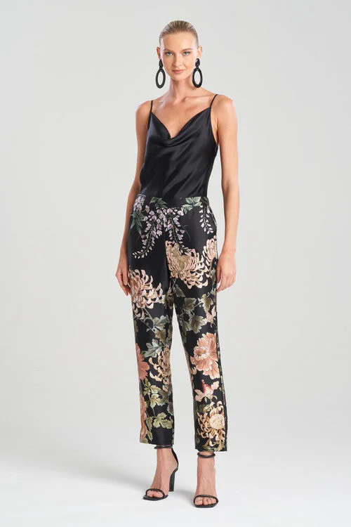 Kairaku Garden Charmeuse Tapered Pull On Silk Pants