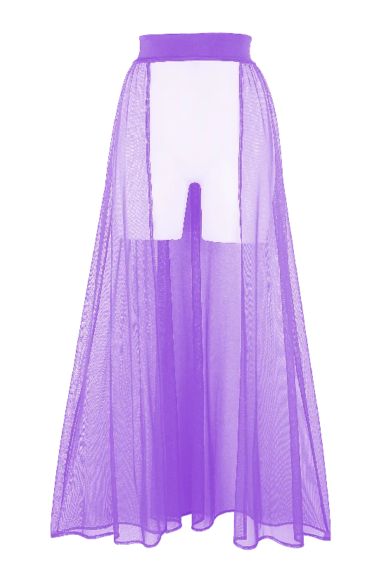 Animal - print wrap skirt for a wild and stylish statementMesh Maxi Skirt Cover-up Long / FESTIVAL SKIRT LILAC