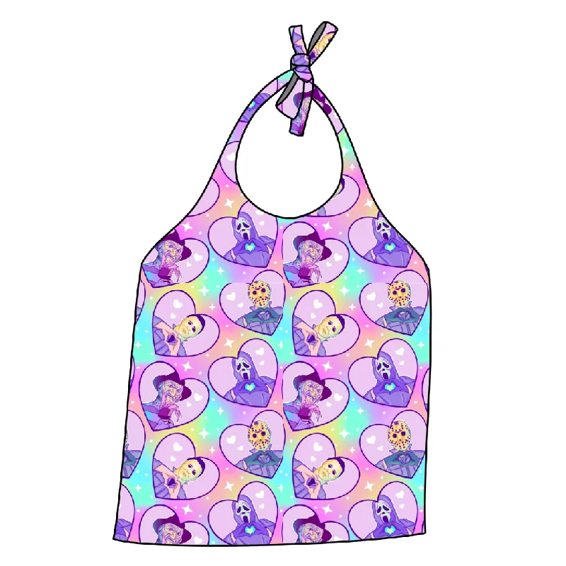 Sequin - embellished satin halter top for evening galasPastel Hearts Halter Top