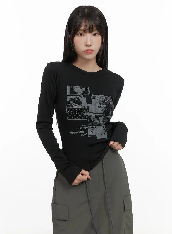 Plus Size Women Long Sleeve Top for a Flattering and Comfortable FitGraphic Bliss Long Sleeve CS403