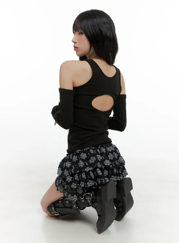 Back Cut-Out Open Shoulder Long Sleeve CG420