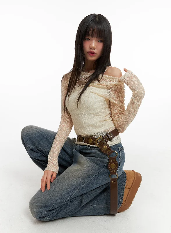 Ribbed Women Long Sleeve Top with a Textured AppealLace Asymmetrical Floral Lace Long Sleeve Top CJ415 Ribbed Women Long Sleeve Top with a Textured AppealLace Asymmetrical Floral Lace Long Sleeve Top CJ415