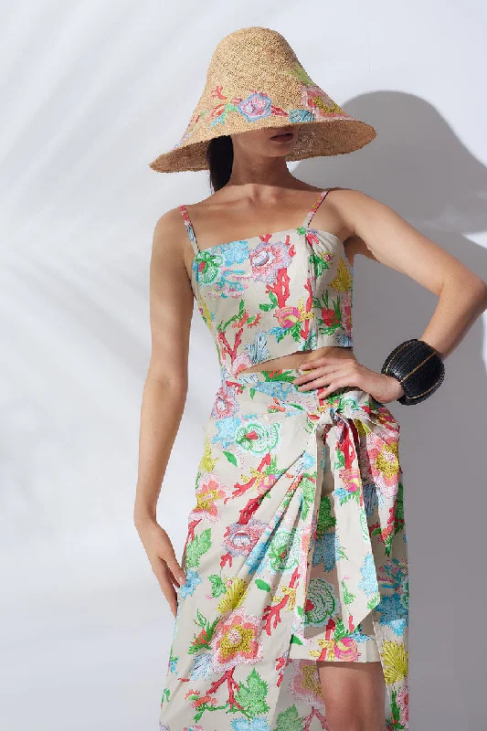 Retro - style circle skirt with a wide waistbandAmanpulo Cotton Poplin Wrap Skirt