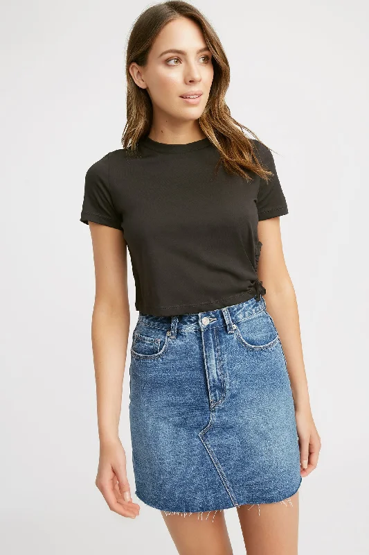 Tie - Front Women's Crop Top in Orange for a Playful and Adjustable FitBlair Drawstring Tee Tie - Front Women's Crop Top in Orange for a Playful and Adjustable FitBlair Drawstring Tee