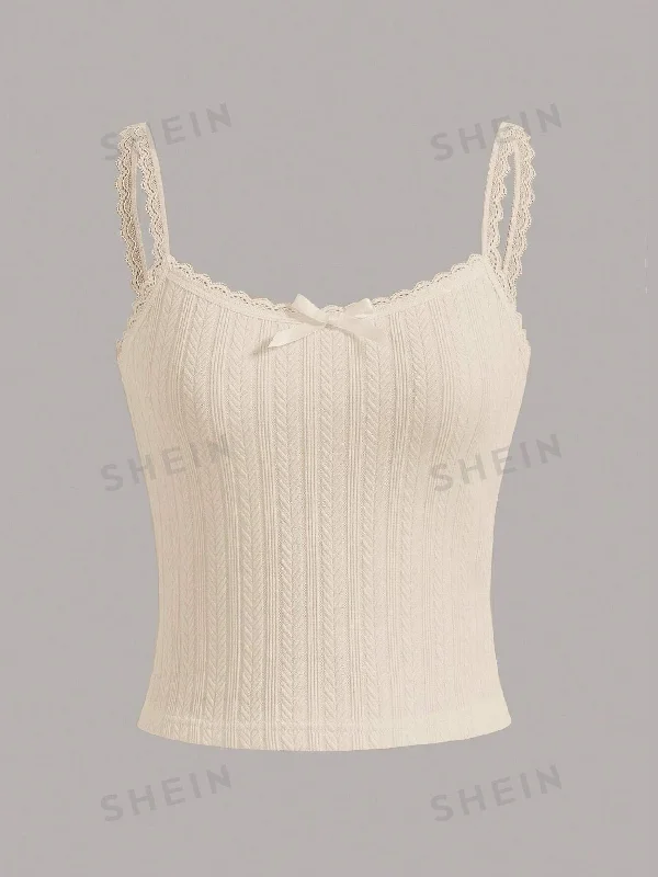 SHEIN MOD Lace Trim Knit Camisole Tank Top