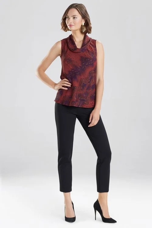 Plus Size Women's Side - Slit Tank Tops in Metallic ShadesPython Print Tank