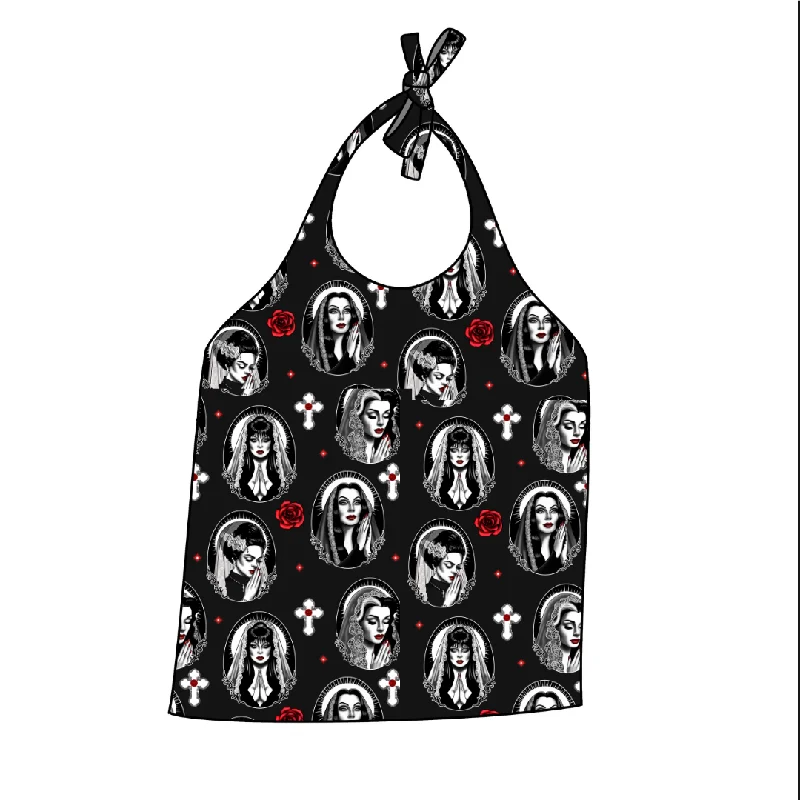 Polka dot cotton blend halter top for a retro lookCatholic Ghoul Halter Top