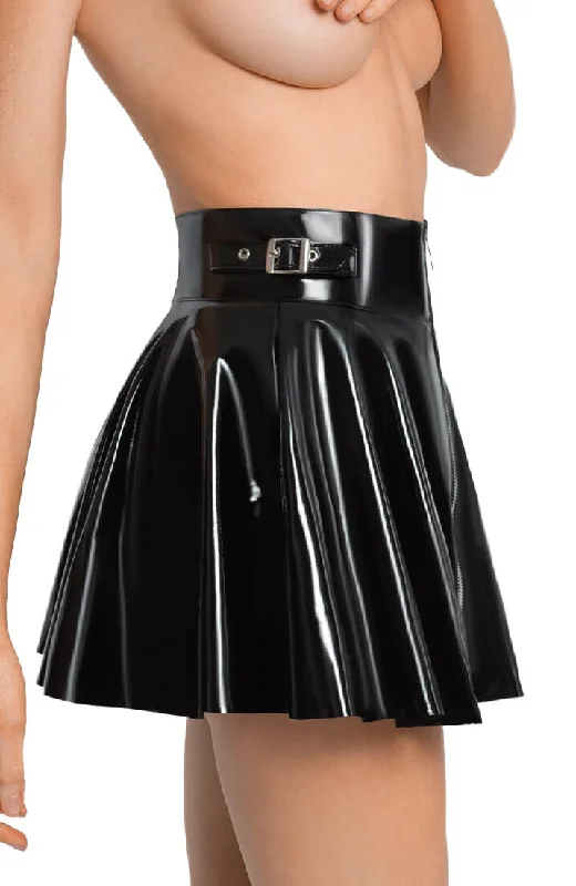 Maternity maxi skirt for comfortable and stylish pregnancy wearBlack pleated vinyl skirt - Chic AF