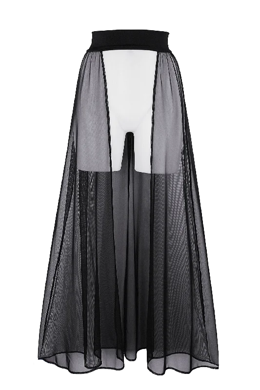 Floral - print skater skirt for a youthful and playful lookMesh Festival Maxi Skirt Cover-up / FESTIVAL SKIRT BLACK