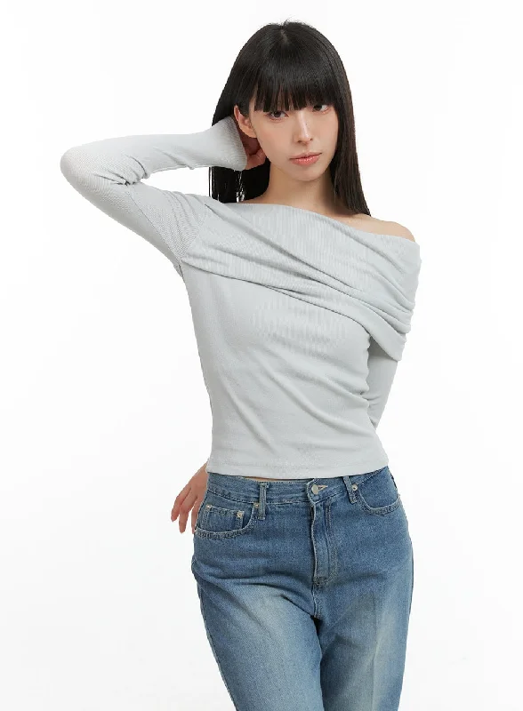 Shirred One Shoulder Crop Top CG419