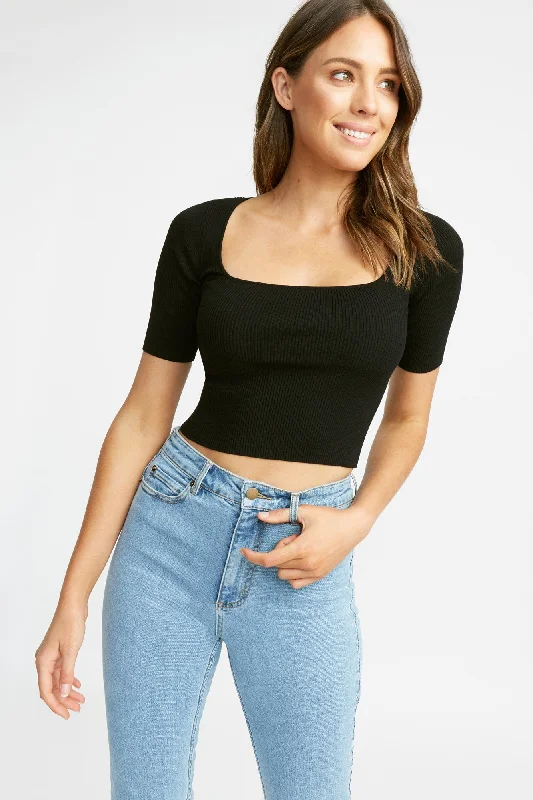 Striped Women's Crop Top in Navy and White for a Nautical and Timeless StyleLola Scoop Tee