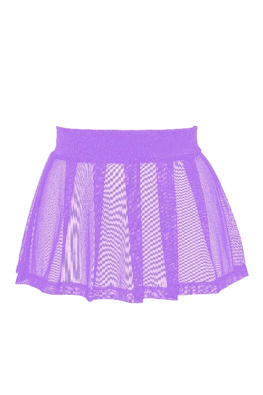 Skirt with a scalloped hem for a feminine and delicate touchPleated Mini skirt sheer mesh / Festival & Rave skirt / LILAC