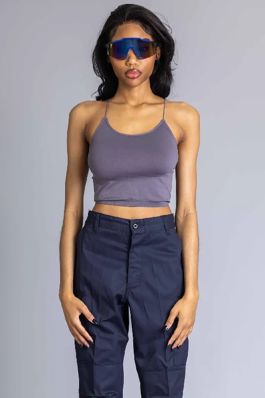 SKINNY STRAP CROP TANK - PURPLE