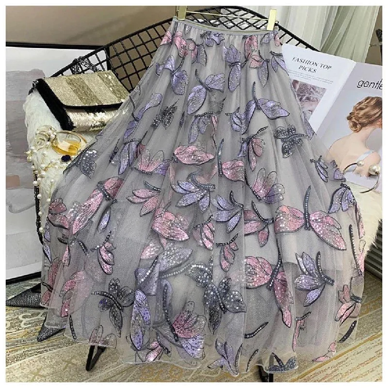 Drawstring - waisted linen skirt for an adjustable and relaxed fitHansel Embroidered Skirt