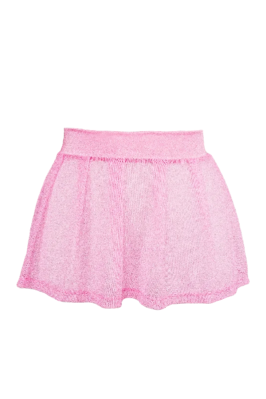 Cropped - length skirt for a trendy and youthful lookPleated Mini skirt sheer mesh / Festival & Rave skirt / BABY PINK