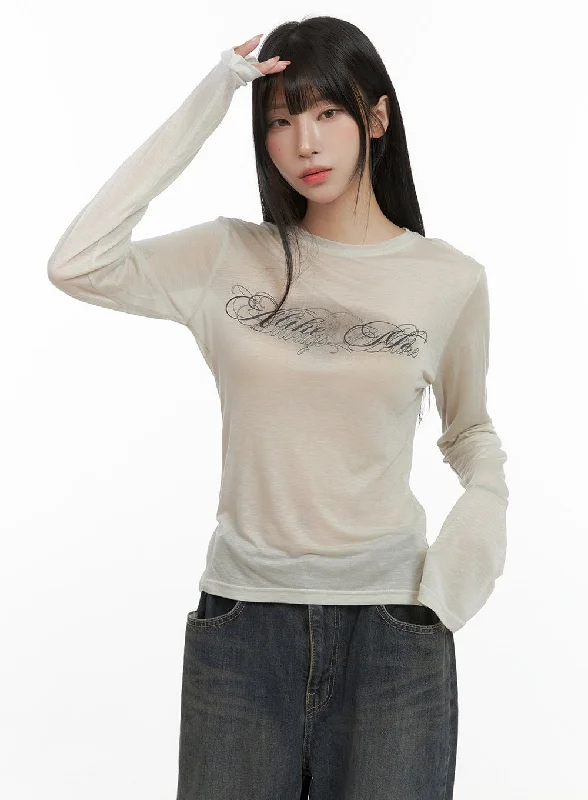 Sheer Graphic Long Sleeve Tee CG430