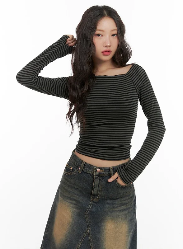 Stripe Square Neck Long Sleeve CG423