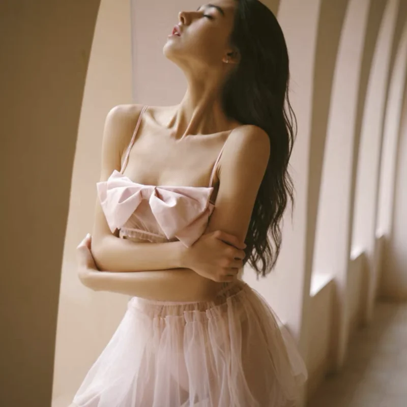Nursing skirt with discreet access for breastfeeding mothersPetal Pink Satin Bow Crop Top and Tulle Ballet Skirt Set