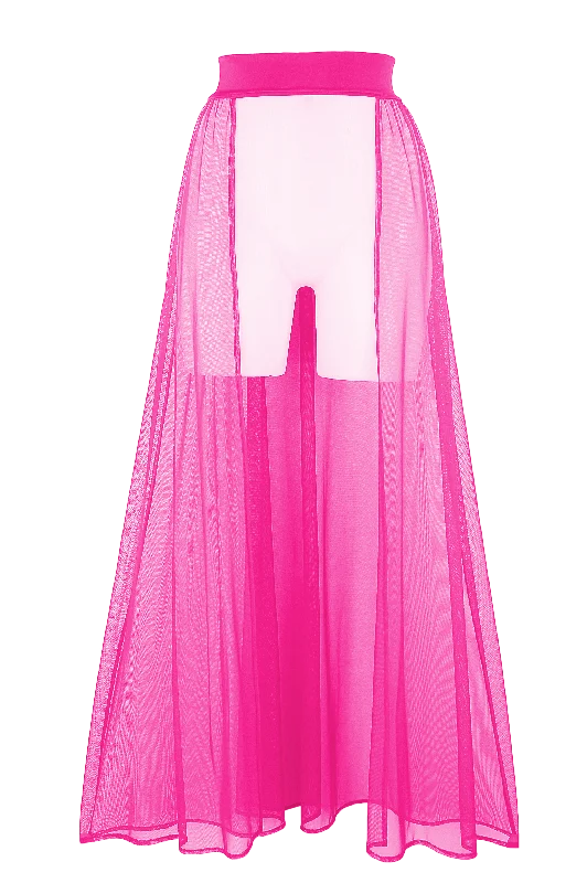 Moisture - wicking performance skirt for outdoor workoutsMesh Maxi Skirt Cover-up Long / RESORT SKIRT NEON PINK