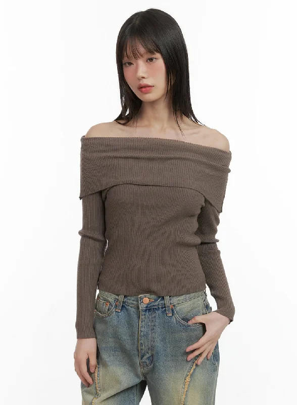 Basic Off-Shoulder Knit Sweater CO410