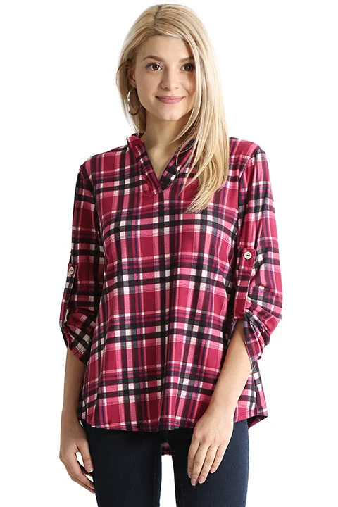 Metallic Accent Women Long Sleeve Top for a Glamorous LookRoll It On Print Shirt