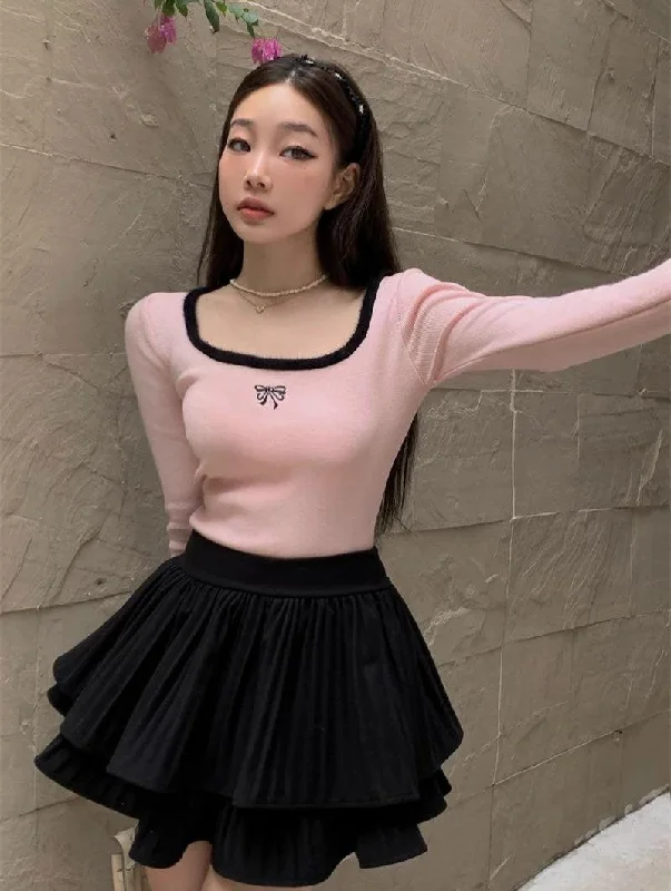 Printed Graphic Women Long Sleeve Top with a Bold StatementCoquette Bow Fluffy Neck Top